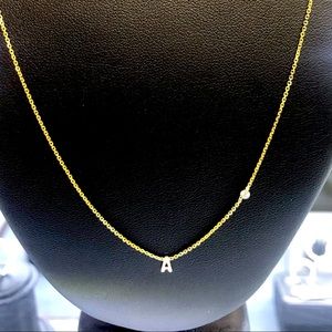 14kt Gold Initial “A” Necklace With Diamond💎